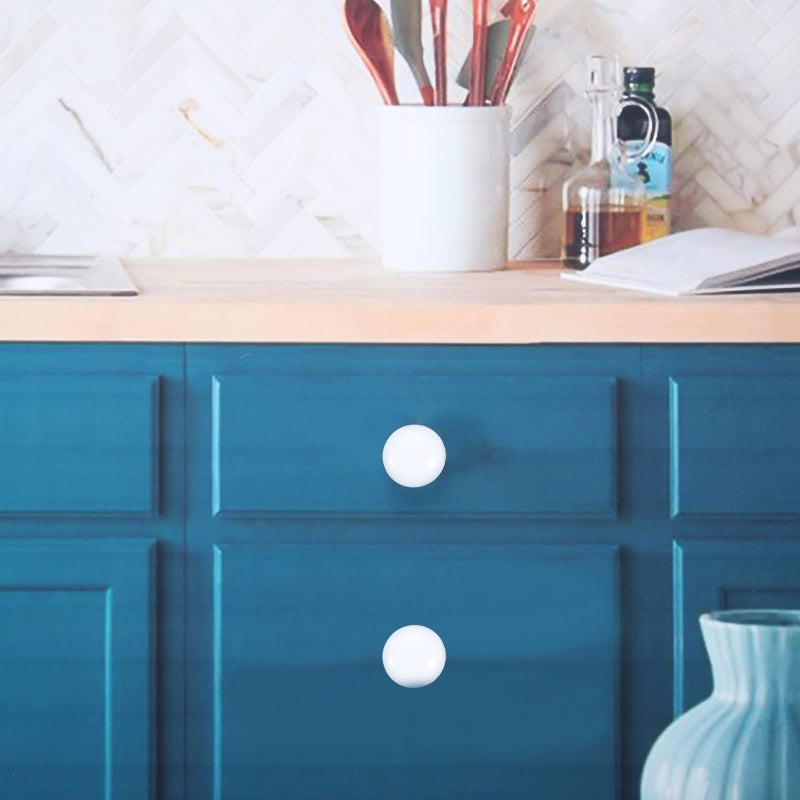 Mgoodoo 5PCS White Wood Knobs, 1.34'' Round Mushroom Wooden Knobs for Cabinet Drawer Dresser Closet Cupboard Pulls Kitchen Hardware - Image 5